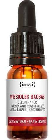 {iossi} - WIESIOŁEK BAOBAB. Serum intensywna nocna regeneracja. Wiesiołek, baobab, mirra, kadzidłowiec i paczuli