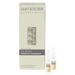 Santaverde Age Protect Intensive Treatment antyoksydacyjna intensywna kuracja przeciwstarzeniowa do odbudowy i regeneracji skóry z sokiem z bio aloesu i nektarem z kwiatów bio aloesu zestaw 10 ampułek po 1 ml