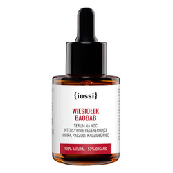 {iossi} - WIESIOŁEK BAOBAB. Serum intensywna nocna regeneracja. Wiesiołek, baobab, mirra, kadzidłowiec i paczuli, 30 ml