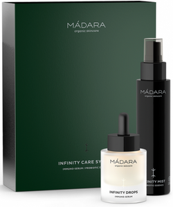 Madara Infinity Care System zestaw serum Immuno Infinity Drops i mgiełka probiotyczna Infinity Mist